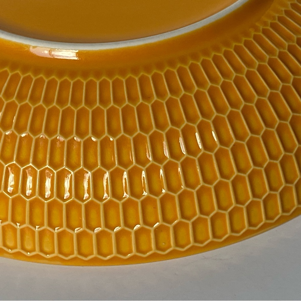 Metahom Serving Bowl Ceramic 8.75” Blue Yellow Honeycomb Bottom Floral Print - Picture 4 of 16